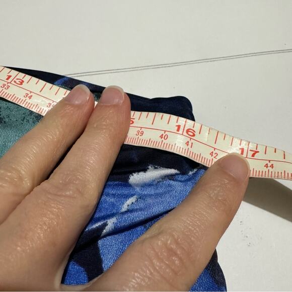 Leebe Blue Floral Long Modest Stretch‎ Slinky Midi Skirt Women’s Size Large - Picture 3 of 4